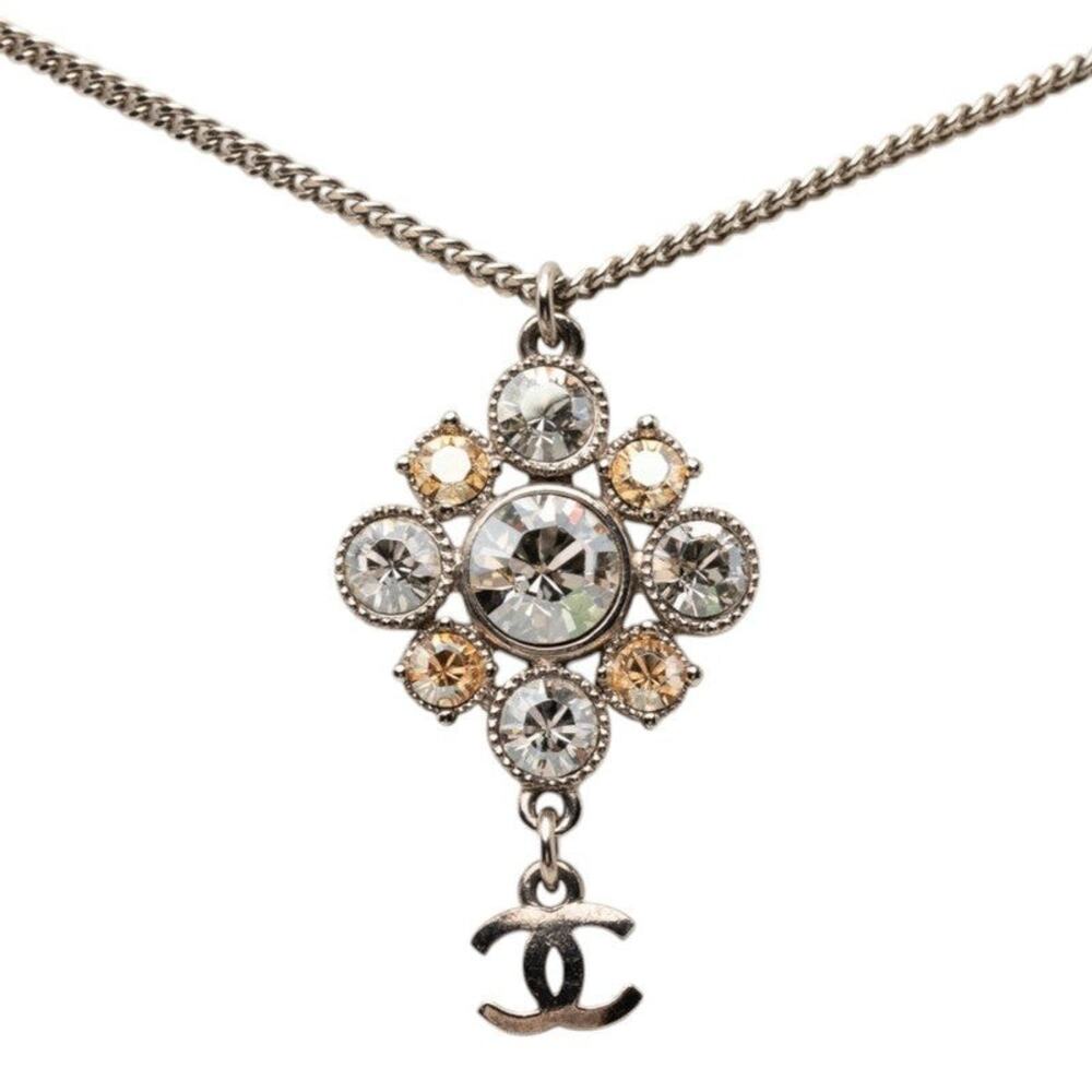 Chanel Cocomark Chain Pendant Necklace Silver